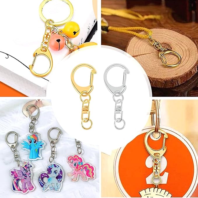 50 Sets Lobster Claw Clasps Keychain Clip D-snap Hook Clips with Swivel Snap and Open Jump Rings for Silver DIY Making Trinket Crafts Diameter 0.7inch (18mm)