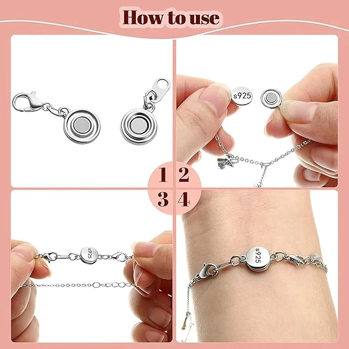 S925 Silver Magnetic Necklace Clasps with Lobster Clasp, Jewelry Clasps for Necklaces, Bracelets (8golden)
