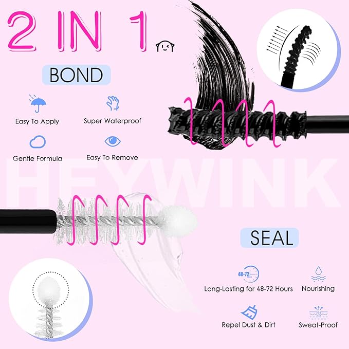HEYWINK DIY Lash Extension Kit Natural Look Wispy Lash Clusters D Lashes Clusters 8-18mm Eyelash Extension Kit Lash Bond and Seal Lash Tweezers Individual Lashes Lash Cluster Kit For Beginners