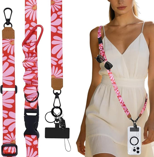 2-in-1 Phone Lanyard Crossbody,Adjustable Phone Strap for Women,Cute Breakaway Lanyard for ID Badges,Keys
