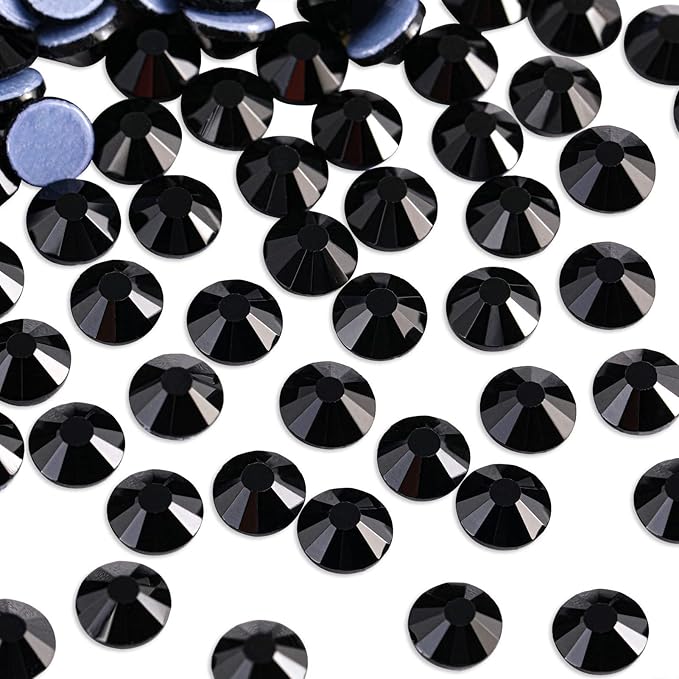 Beadsland Hotfix Rhinestones, 2880pcs Flatback Crystal Rhinestones for Crafts Clothes DIY Decoration, Black, SS6, 1.9-2.1mm