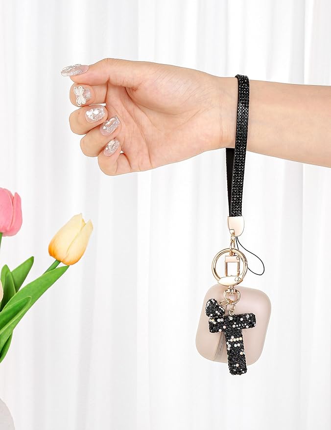 Initial Keychain for Women Girls,Bling Letter Key chain Initial with Heart,Pink Keychain Charms for Backpack Handbag