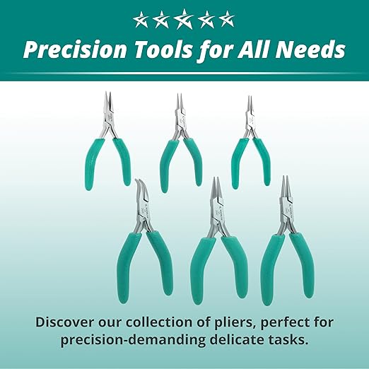 Excelta 2642 Precision Small Flat Nose Plier, 4.75 Inch Stainless Steel, Cushioned Foam Grips, Dual Leaf Springs, Ideal for Wire Straightening, Intermediate