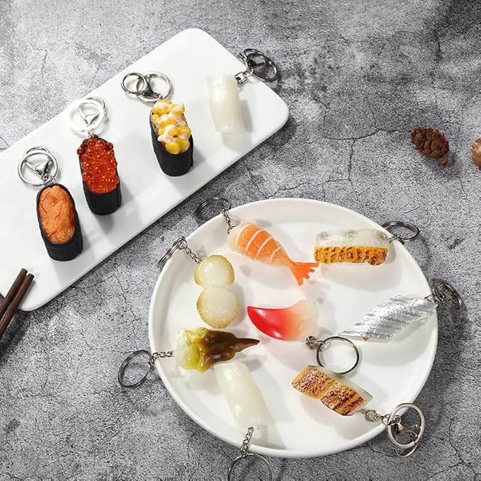 HSYHERE Men Women Creative Interesting Novelty Stylish Mini Simulated Food Orange Shrimp Keychain Key-ring Pendant