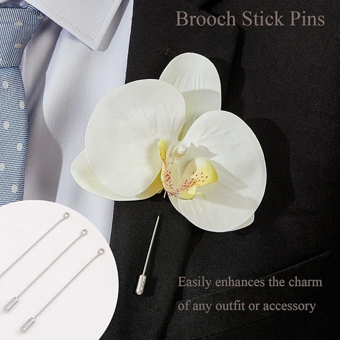 20Pcs Brooch Pin Stick for Jewelry Making, Silver Brooch Stick Pin 70 mm Long Lapel Brooch Metal Safety Pin Stick with Stopper Ends Hat Pin for Boutonniere Jewelry Making