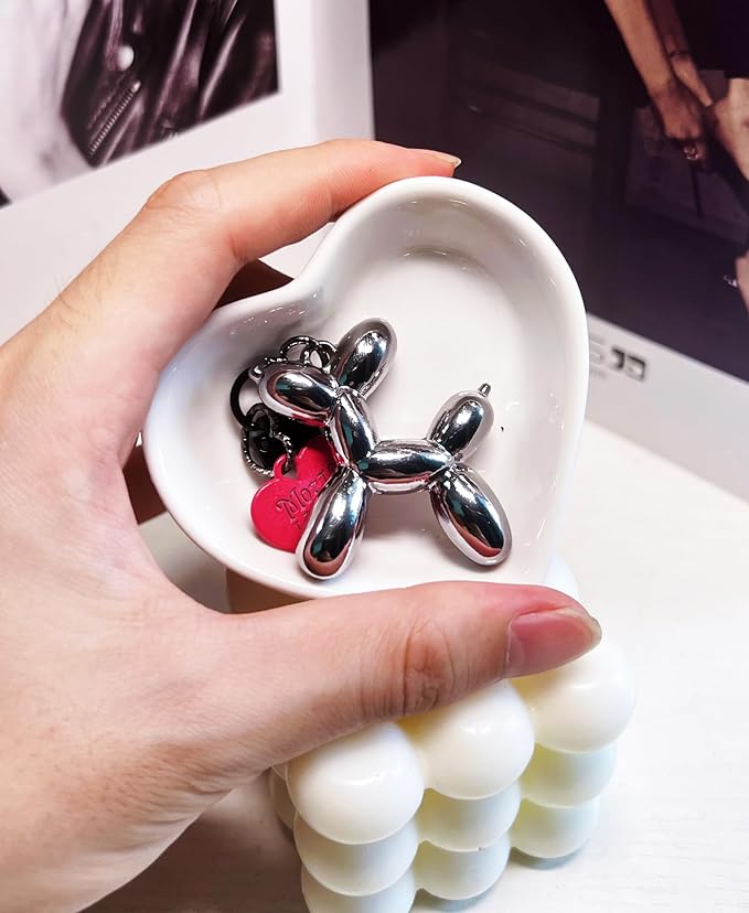 LAEKOU Jelly Balloon Dog Design Keychain for Women, Cute Girls Key Chain, Bag Charms Accessories for Car Purse Backpack
