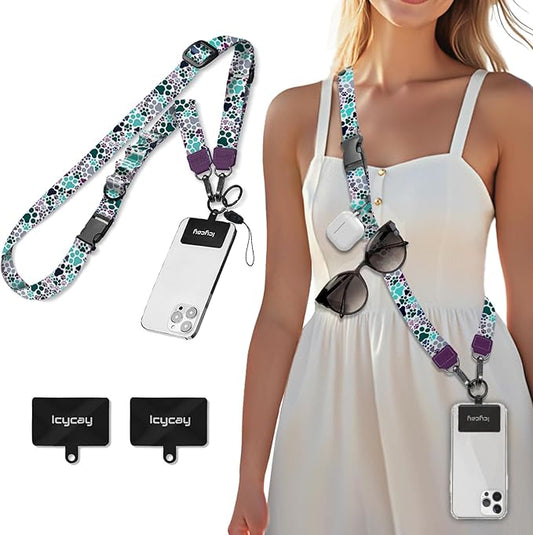 Phone Lanyard Crossbody, Dog Paw Cell Phone Lanyard for Around The Neck Adjustable Phone Strap, Anti Theft Cute Lanyard for iPhone Case ID Holder Keys Phone Accessories Travel Essential