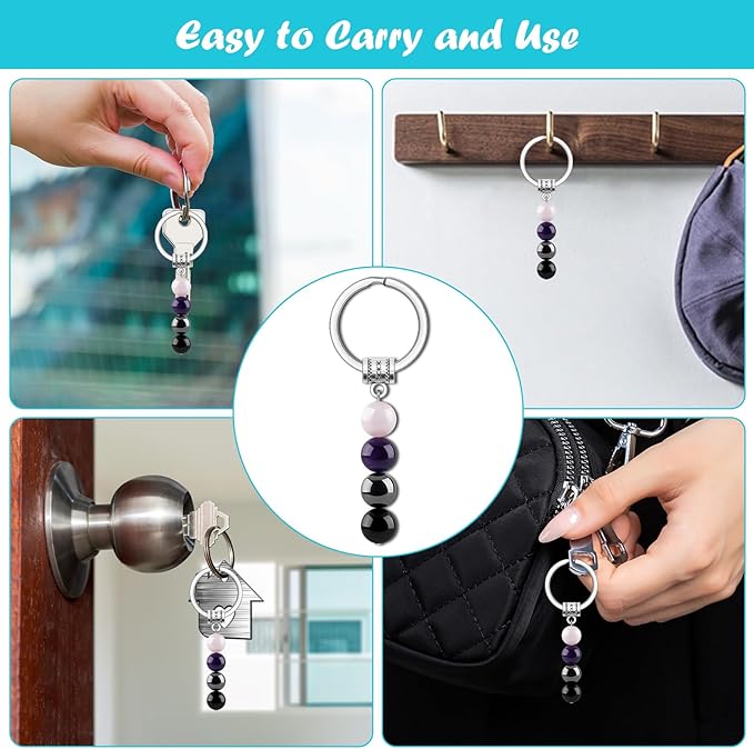 Healing Gemstone Jewelry Keychain Spiritual Crystal Keychain Relief Stress Anxiety Recovery Healing Gift New Beginning Gifts for Women Men Divorce Breakup Get Well Gifts for Friends Sister Coworker