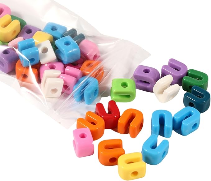 40 PCS Letter Beads 3D Acrylic 21mm x 16mm U Loose for Jewelry Making Bracelet Necklaces Keychain Phone Bag Chain Key Chains(Mixed Color U)