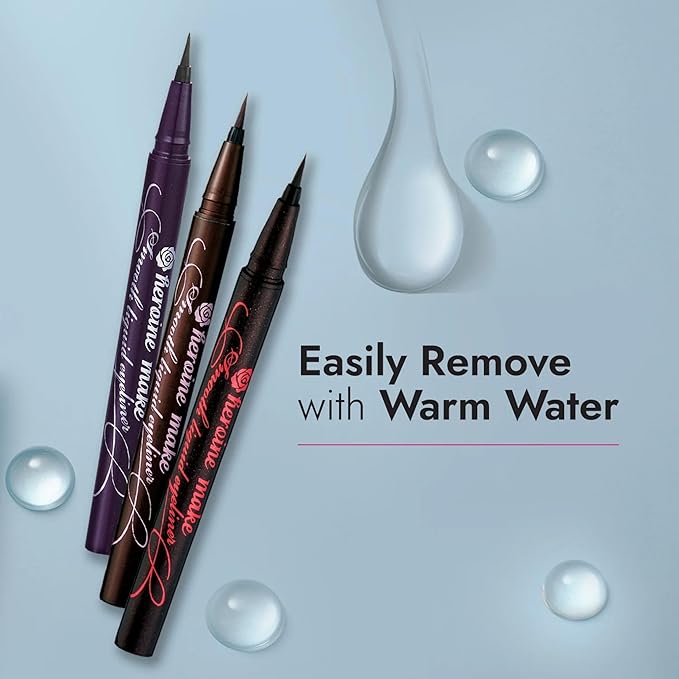 Heroine Make by KISSME Liquid Eyeliner Pen with Ultra-Fine 0.1mm Tip, Waterproof Eyeliner for Sensitive Skin, Cat Eye Liner for Long Lasting Wear, Made in Japan, SMOOTH Brown Black, 1 Count