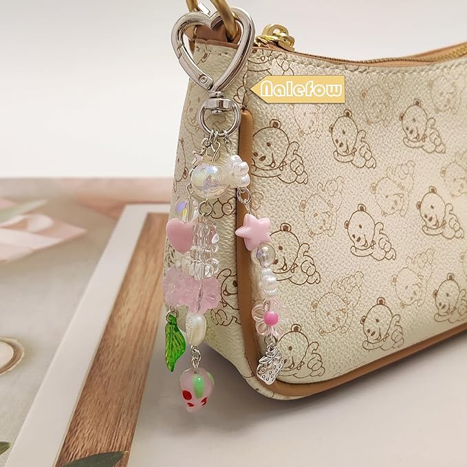Keychain Bag Accessories Cute Cherry Strawberry Flower Keychains Accessories Decor for Keys Bags Purses Gift