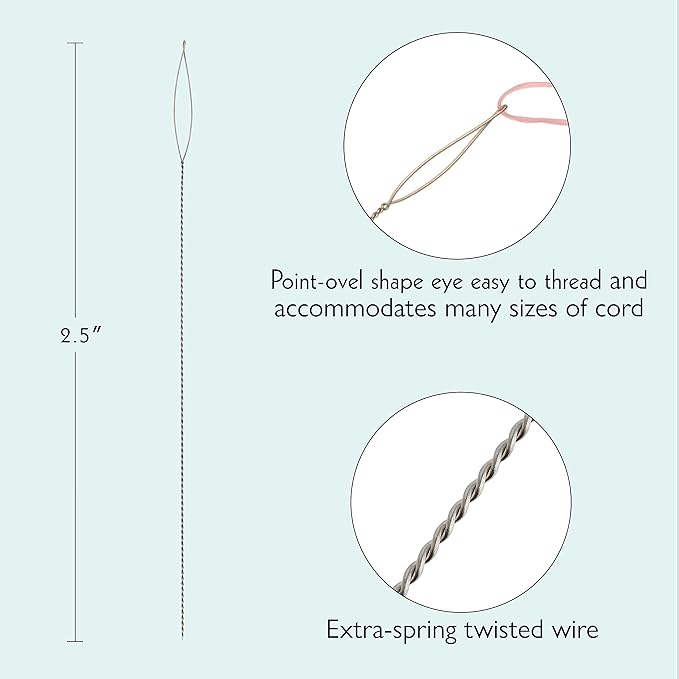 The Beadsmith Basic Elements Collapsible Eye Needles – 2.5 Inch Long – Flexible Twisted Wire – Large Eye, Easy to Thread – 5 Needles in Assorted Sizes