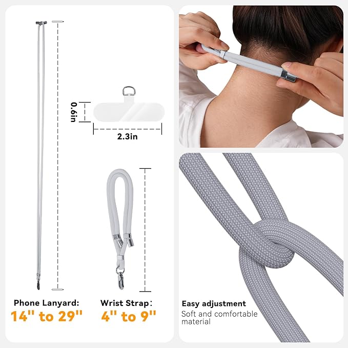 4 Pack Phone Lanyard & Wrist Strap, Cell Phone Lanyard for Around The Neck Adjustable Phone Strap for Most Smartphones