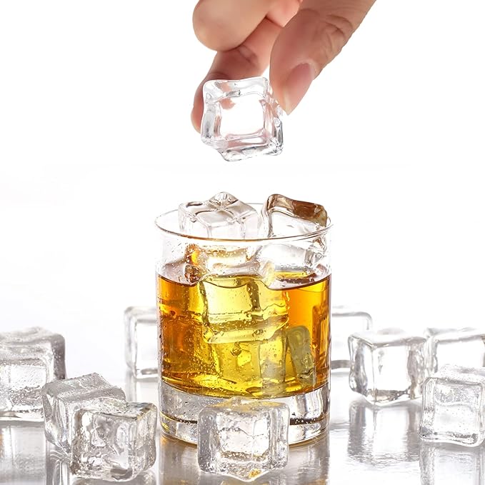Fake Ice Cubes, 18 mm Fake Ice Rocks 100 pcs Acrylic Ice Rocks, Faux Ice Vase Fillers for Wedding Props