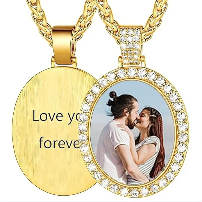 CLYLIFE Picture Necklace Personalized Photo,Custom Disc/Heart Pendant for Men Women Dad Mom Customized Necklace with Chain Photos Memorial Gifts for Mother's Day, Birthday, Anniversary