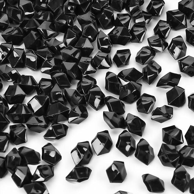 DomeStar 550PCS Black Vase Fillers, Acrylic Fake Crushed Ice Rocks Gems Crystals Plastic Diamonds for Vase Fillers Centerpiece Aquarium Tank Table Scatter Photography Props DIY Display Decoration