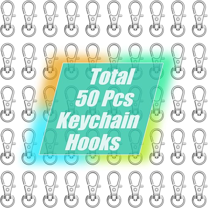 sprookber 100pcs Metal Lobster Claw Clasp with Key Ring, Keychain Rings for Crafts, Key Jewelry DIY Crafts, Lanyard Clips snap Hook, Swivel Clasps Clip