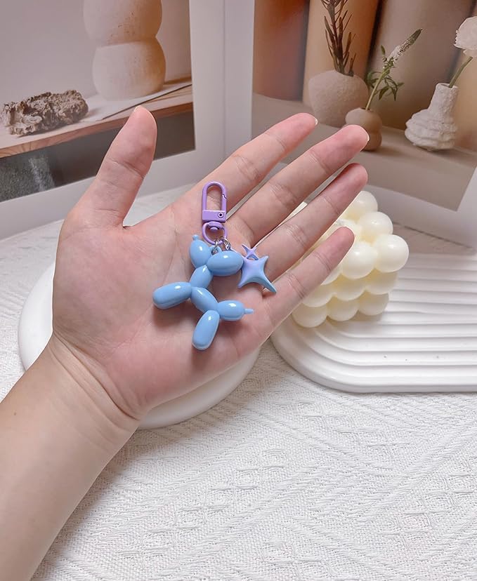 LAEKOU Cute Star Balloon Dog Keychain, Y2K Bag Charms Keychains Accessories for Women, Aesthetic Key Chain