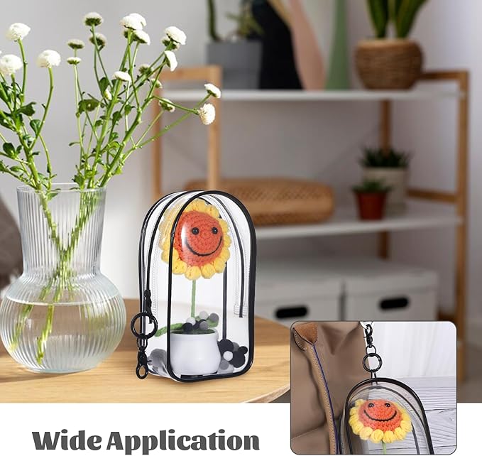 Clear Keychain Pouch, Keychain Figure Display Case for 17cm Doll, Waterproof Hanging Figure Display Bag with Keychains, Small Clear Makeup Zipper Pouches Bag Closure for Blind Box Dolls Collection