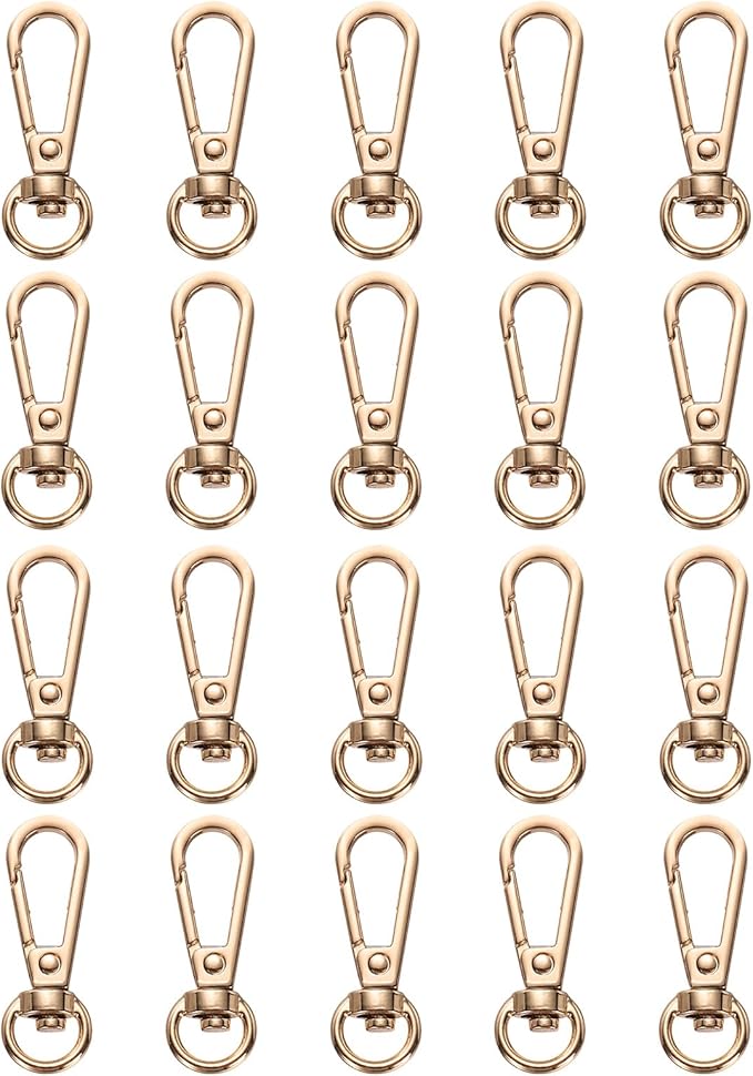 PATIKIL Swivel Lobster Claw Clasps 20pcs Push Gate Snap Hook Metal Trigger Clips Purse Hardware for Keychains Purse Handbag Makings DIY Crafts, Gold