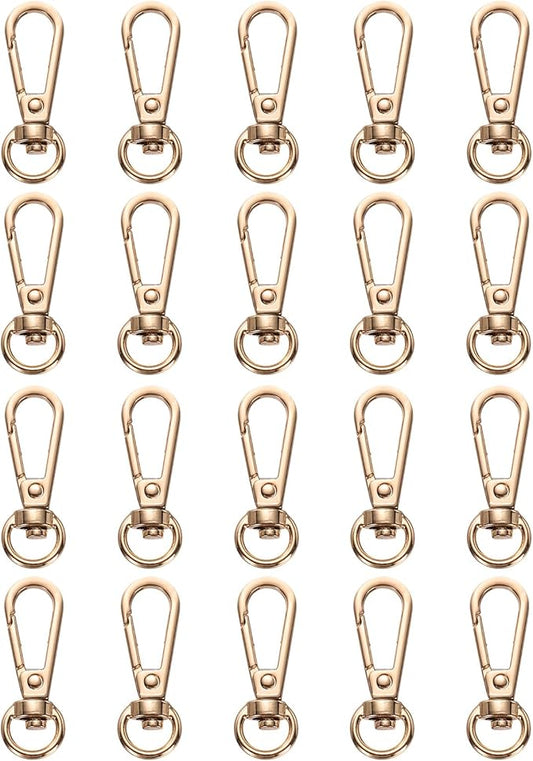 PATIKIL Swivel Lobster Claw Clasps 20pcs Push Gate Snap Hook Metal Trigger Clips Purse Hardware for Keychains Purse Handbag Makings DIY Crafts, Gold