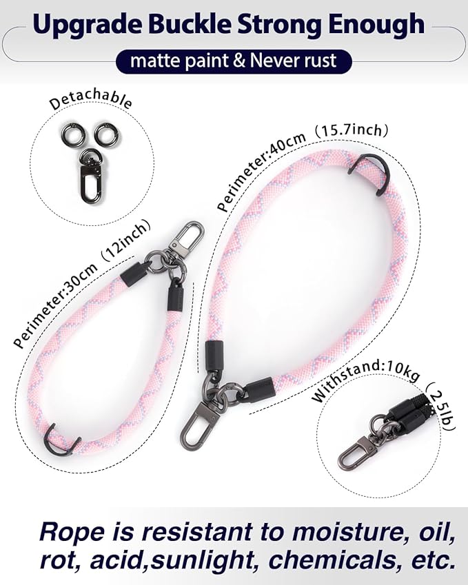 project-cb Hand Wrist Phone Strap,Phone Lanyard Patch ×2,Cell Phone Case Holder,Wristlet Strap for Key,AirPods,Camera (Pink, 12inch)
