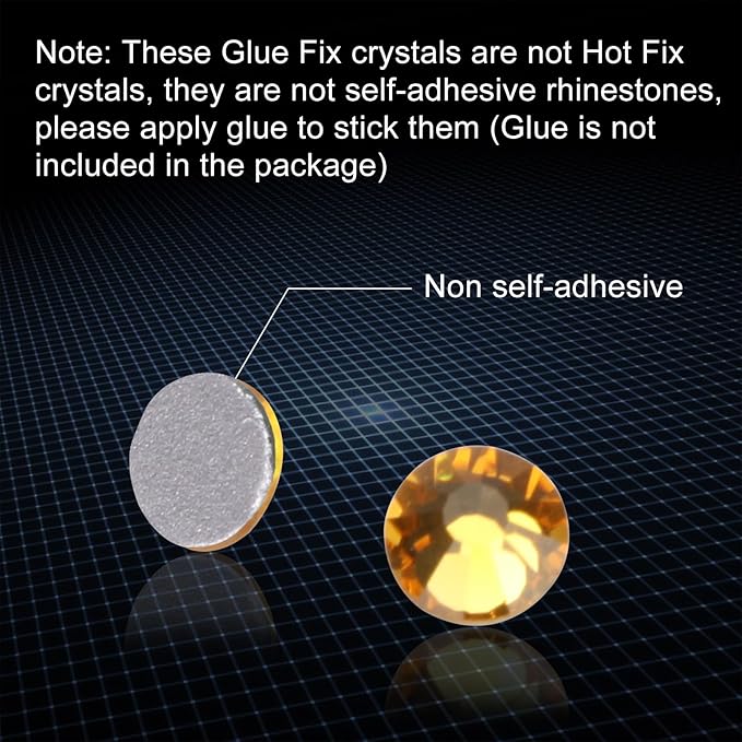 Jollin Glue Fix Crystal Flatback Rhinestones Glass Diamantes Gems for Nail Art Crafts Decorations Clothes Shoes(ss40 144pcs, Topaz)