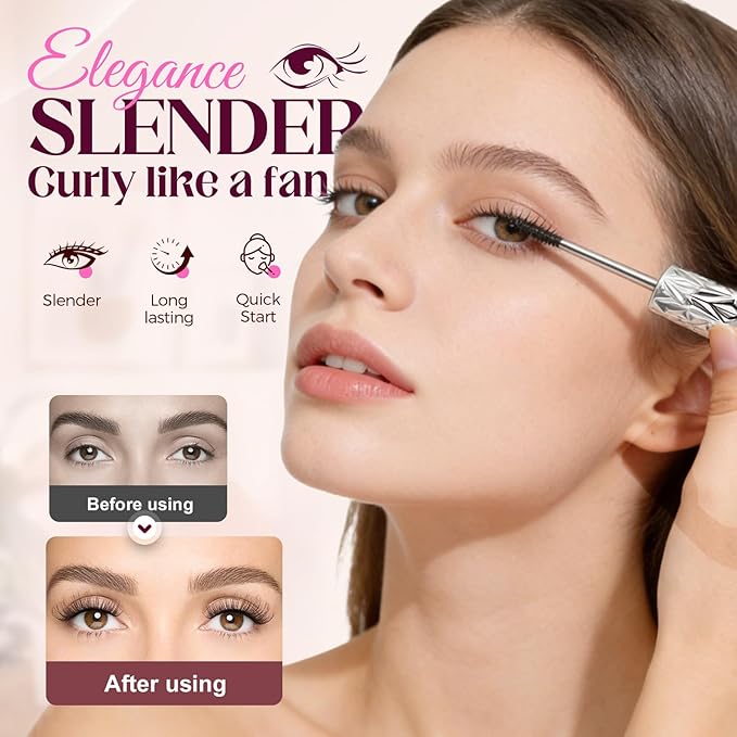 Eyelash Primer, Tubular Eyelash Primer, 2026 New Steel Tube Mascara Primers, Volumizing Mascara for Daily Makeup, Metal Wand Mascara Black for Women(2)