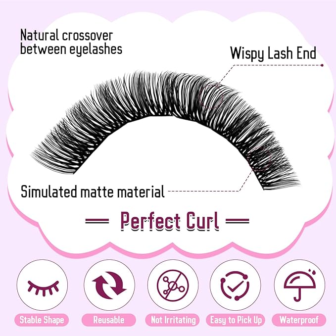 Lash Clusters DIY Individual Lashes 10-18mm D Curl Fluffy Eyelashes Extension 80P+100P Wispy False Eyelashes Volume Thick Eyelash Extension（28-80P+100P-07-D-1018）