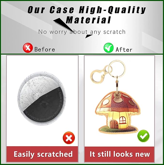 Leather Keychain Holder Case Compatible with AirTag,Cute Protective Apple Air Tag Cover with Keychain Ring,Anti-Scratch Finder GPS Tracker Case for Wallet Keys,bag,pets(Figure 4)