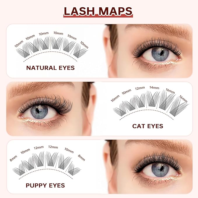 JOLIETIFY Lash Extension Kit, Natural Look, Wispy Soft & Fluffy, Faux Mink 8-16mm DIY Cluster Lashes, Reusable Individual Lashes with Waterproof Bond & Seal, Tweezers & Remover, Easy to Apply
