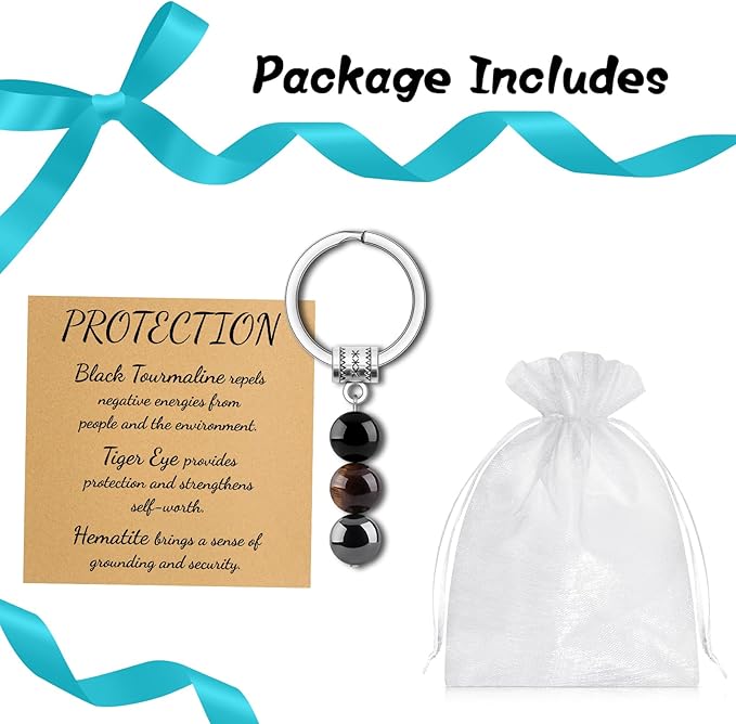 Dabihu Healing Spiritual Crystal Keychain Stress Relief Anxiety Calming Jewelry Protection Keychain for Women Men Inspirational Graduation Birthday Present Encouragement Gifts for Friends Coworker