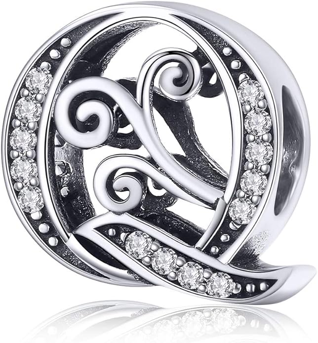 925 Sterling Silver Letter Charms for Pandora Bracelets Alphabet Initial Charms Beads Birthday Christmas Jewelry Gift for Women