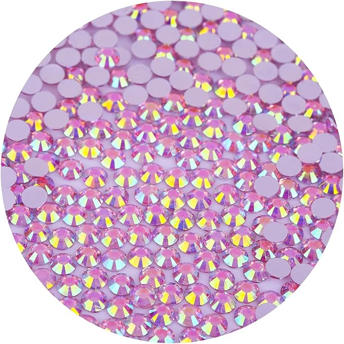 2250 Pcs SS16 4mm Flatback Rhinestones for Nails Art Crafts Glitter Round Gems AB Crystals DIY Clothes Shoes （Dark Pink AB）