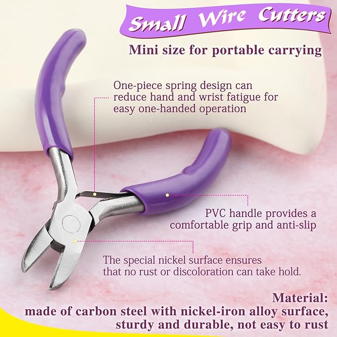 SPEEDWOX 3-Inch Diagonal Cutters Small Wire Cutting Pliers for Jewelry Making, Floral Wire, Zip Ties - Mini Side Cutting Tool, Snips, Flush Pliers