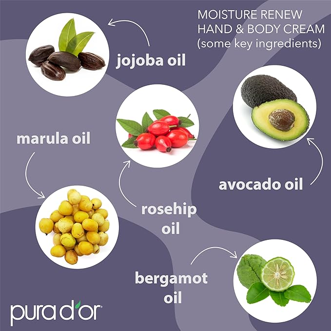PURA D'OR 16 Oz Moisture Renew Hand & Body Cream – Ultra-Hydrating Daily Moisturizer with Organic Aloe Vera, Argan Oil & Shea Butter, Fast-Absorbing Formula for Dry, Sensitive Skin, Non-Greasy