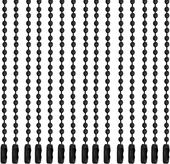 Lemonkey 20Pcs Ball Beads Chain Bulk,Black Keychain Rings Metal Chain,4 Inch Dog Tag Metal Small Chain with Connectors for Hanging Decoration