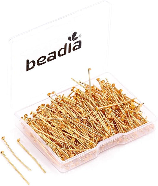 Head Pins Gold for DIY Jewelry Making 30mm 300pcs