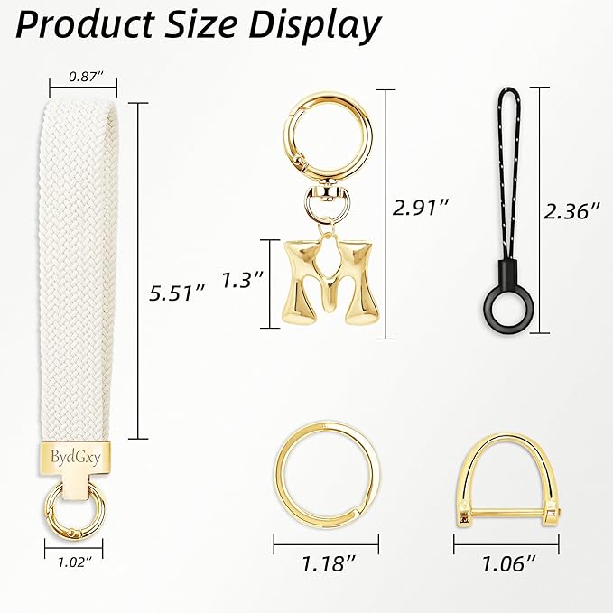Stretchy Wristlet Initial Keychain, Key Chains Women Cute with Keyring, Llaveros para Mujer, Car Key Accessories