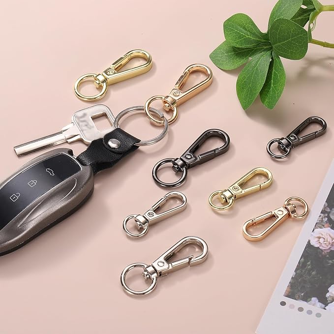 PATIKIL Swivel Lobster Claw Clasps 10pcs Push Gate Snap Hook Metal Trigger Clips Purse Hardware for Keychains Purse Handbag Makings DIY Crafts, Black