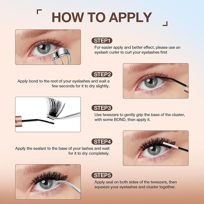AILAISHI Lash Clusters Kit, DIY Cluster Eyelash Extensions 10‑20mm, 80D, 240pcs Fluffy D Curl Natural Lashes with Bond & Seal,Remover,Tweezers – Fake Cat Eye Individual Clusters
