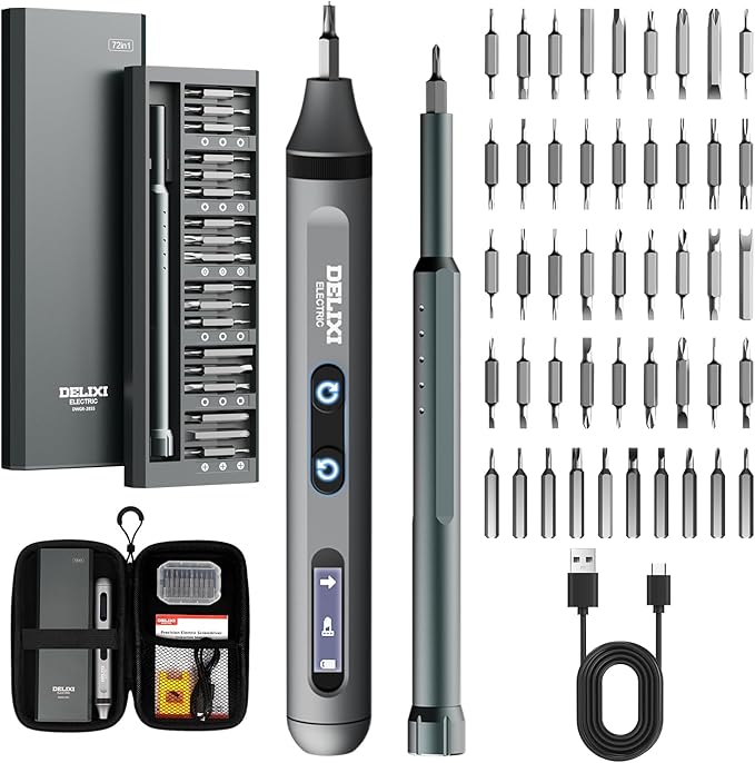 72 in 1 Electric Screwdriver Kit, 3.7V Dual-Head Precision Screwdriver Set with 3.5N.m Manual and 0.3N.m Mini Electric Screwdriver, Magnetic Case for Repair Cameras, Laptops, DIY Kits