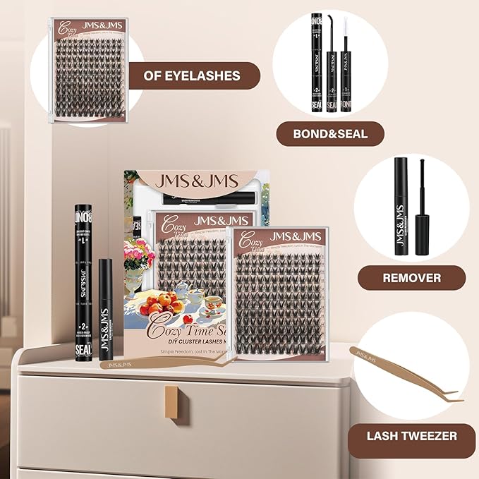JMS&JMS Lash Clusters Kit Lash Extension Kit 144Pcs C Curl Manga Wispy Eyelash Clusters Kit Natural Volume Eyelash Extensions Individual Lashes Kit at Home (C-8-18MIX)