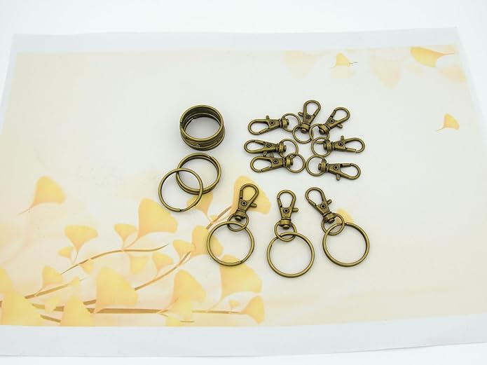 Swivel Snap Hooks with Split Key Rings Premium Metal Silver Lobster Claw Trigger Clasps for Keychain Clip Lanyard Bag Purse Tag Jewelry Making Crafts