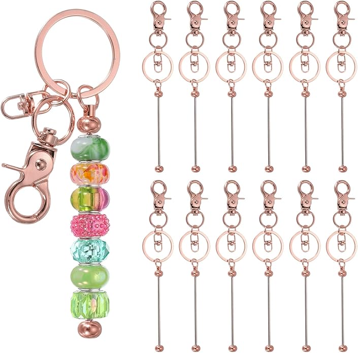 uxcell Beadable Keychain, Keychain Making Supplies, Blank Bead Metal Chain Bars for DIY Crafts Jewelry Making Gift