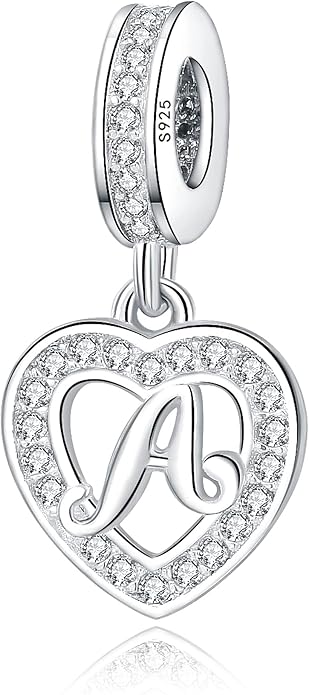 925 Sterling Silver Letter Charms A~Z Alphabet Charm Letter Beads fit Pandora European Bracelets fit Wife Mom Christmas Birthday Gift