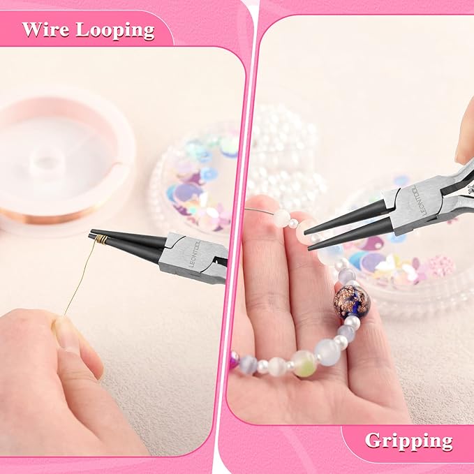 5-Inch Round Nose Pliers for Jewelry Making Wire Bending Tools Wire Looping Plier Small Needle Nose Pliers Smooth Jaws Mini Jewelry Making Supplies for Creating Bracelets Earrings Necklaces