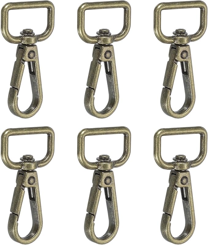 Swivel Snap Hooks, Metal D Ring Keychain Lanyard Clip Hook Lobster Clasp Claw Push Gate Clip - Fitting for(Purse Making - Sewing - DIY Crafts) 6 Pcs & 3/4" & Bronze