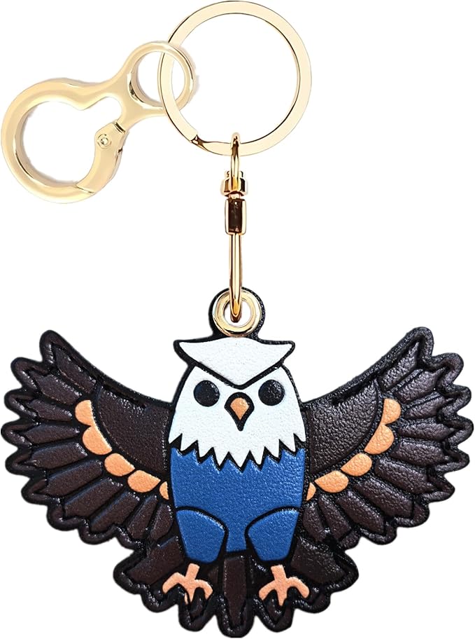 Leather Keychain Holder Case Compatible with AirTag,Cute Protective Cover with Keyring,Anti-Scratch Finder GPS Tracker Case for Wallet Keys,Bag,Pets(Owl Blue)