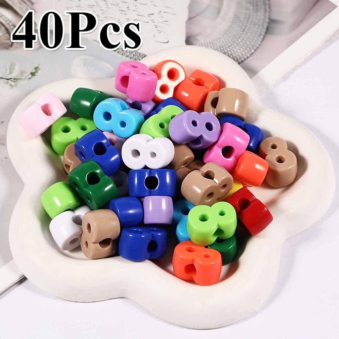 40 PCS Number Beads 3D Focal Bead Acrylic Loose for Jewelry Making Bracelet Necklaces Keychain Phone Bag Chain Key Chains (Mixed Color 8)